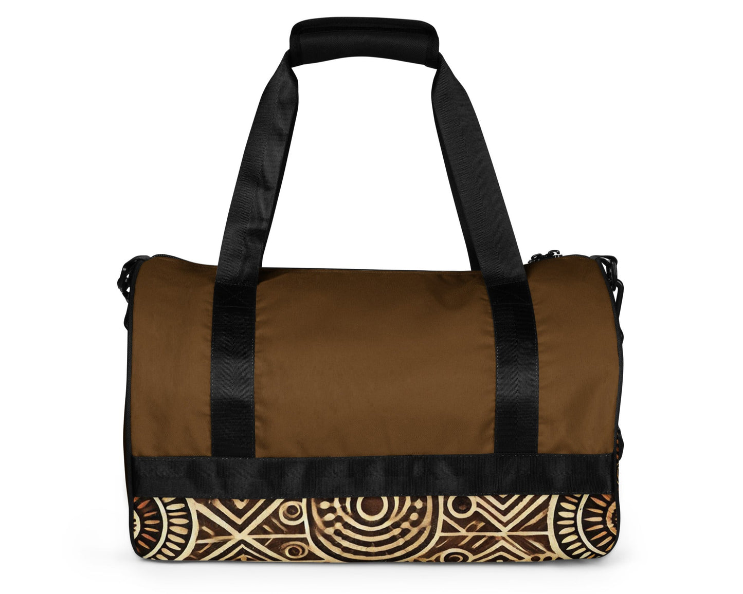 Back of brown eye print gym bag
