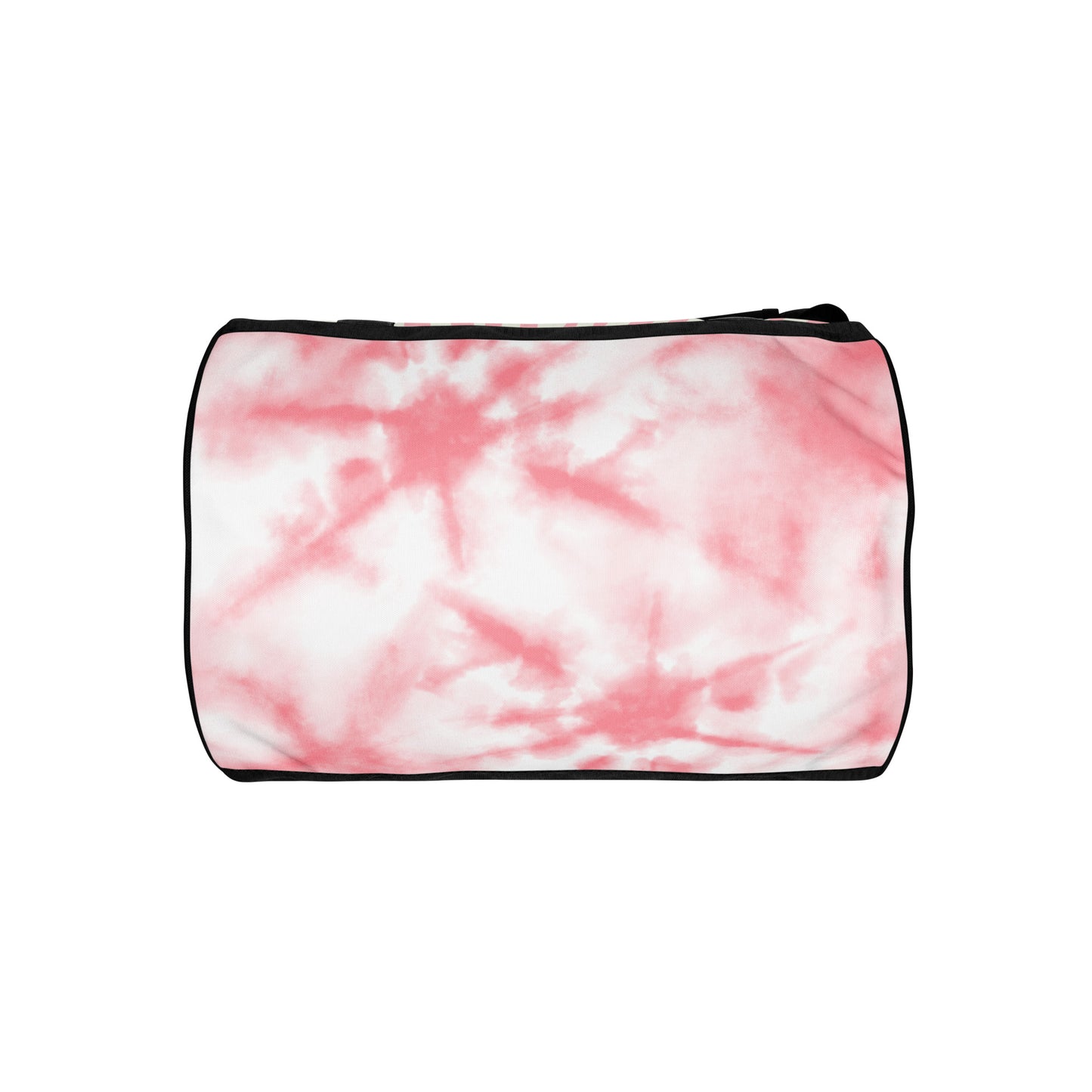 Bottom of Girlish gym bag with pink and white background