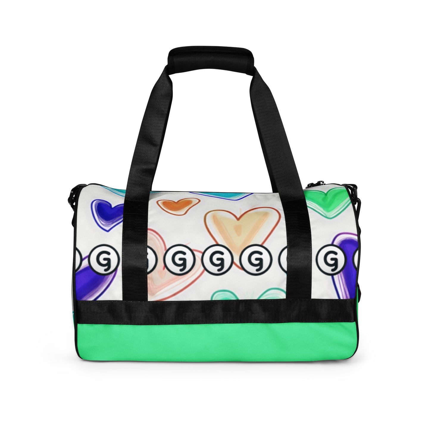 Back of gym back with hearts on white background and Girly logos