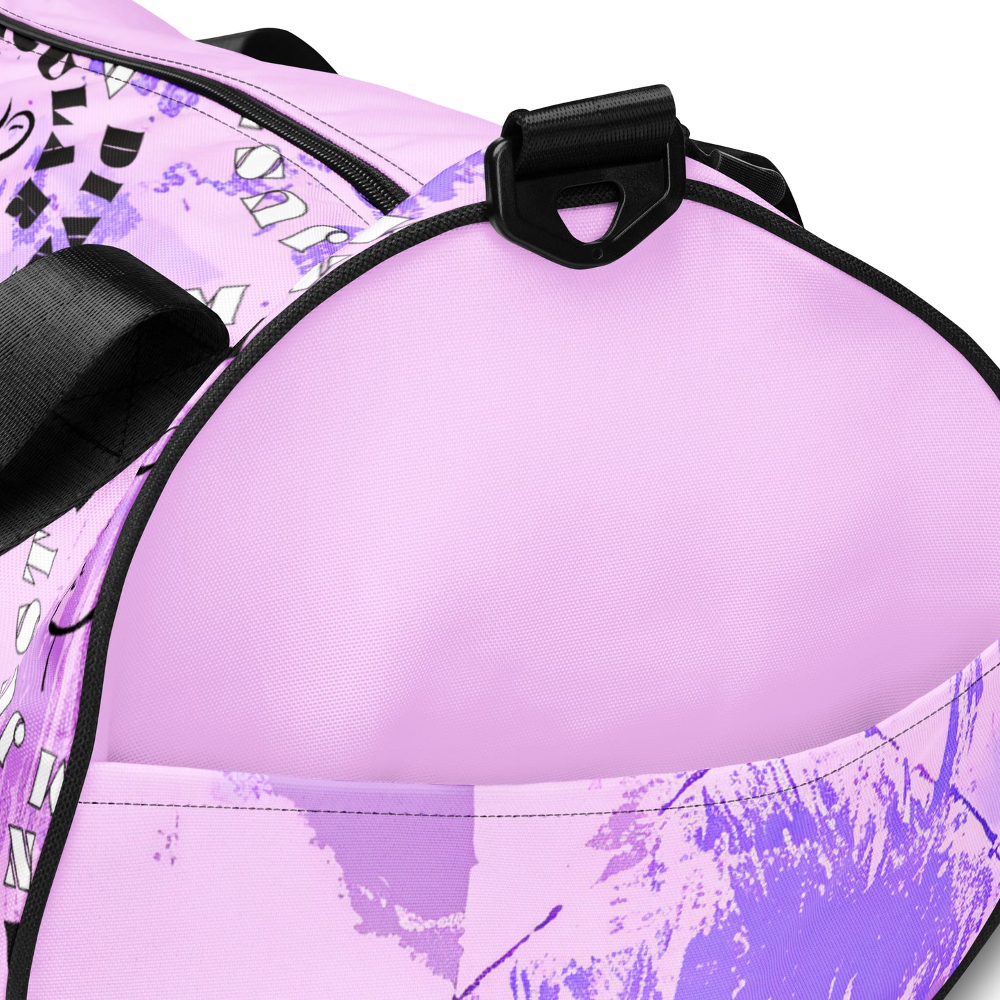 Details of lilac 'I am not a diva, I am just particular' gym bag
