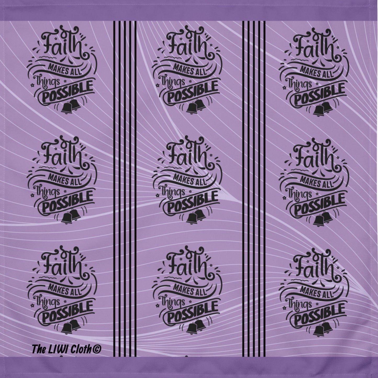 Front of purple LIWI with faith is possible messages