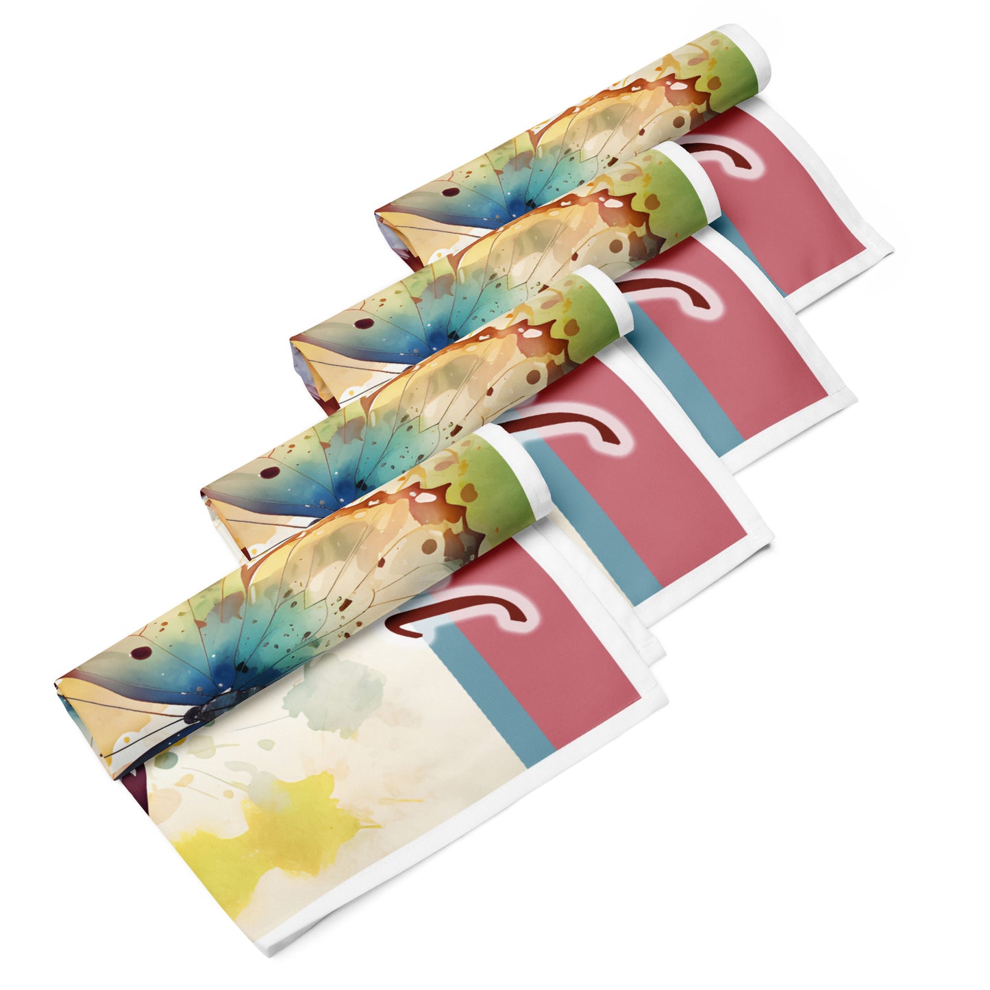 Four rolled of LIWI cloth with colorful butterfly on color splotches and header saying 'Hopeful'