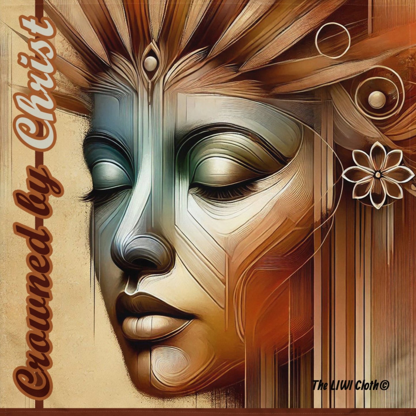 Front of a tan and brown LIWI with text saying 'Crowned by Christ'