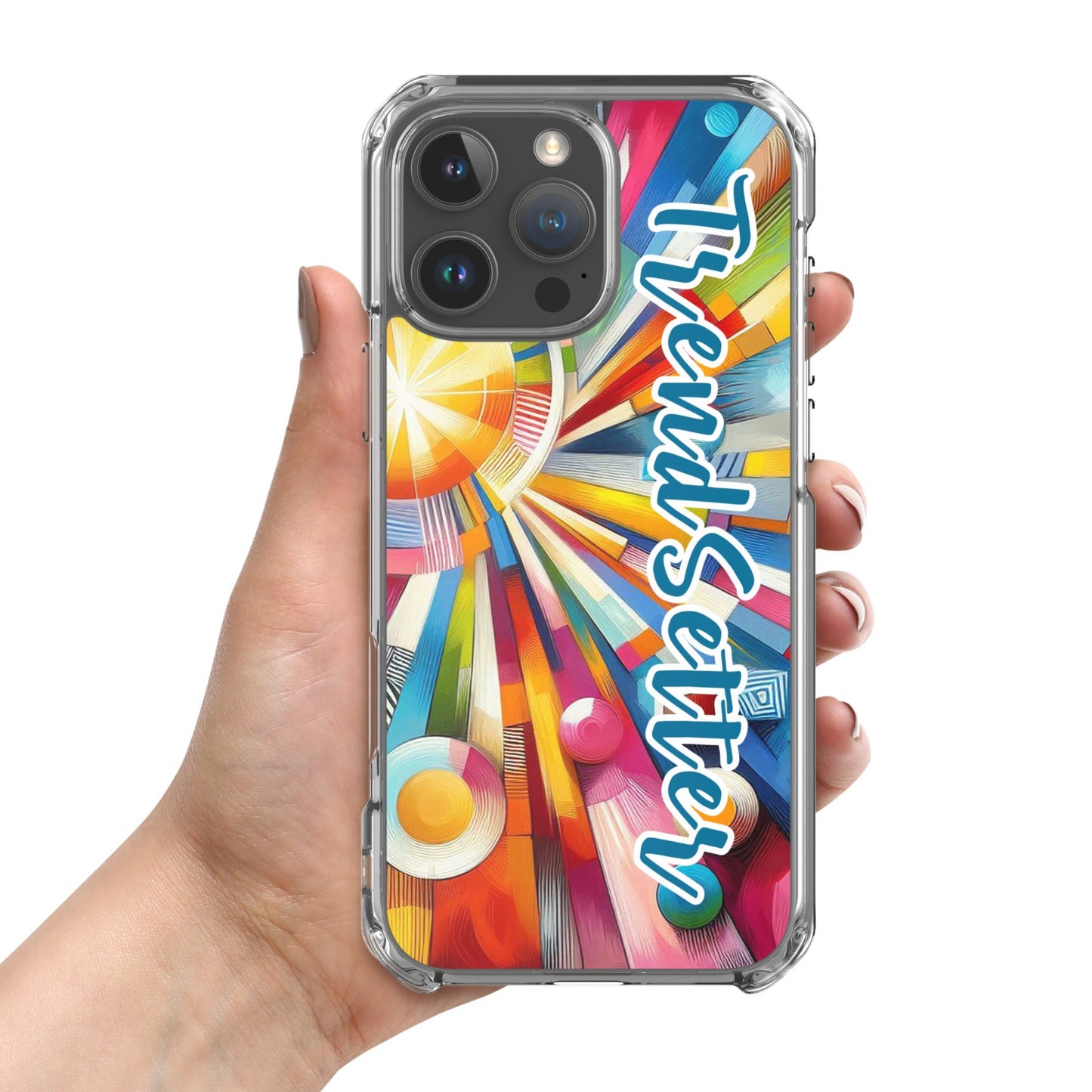 Front of iPhone 16 pro max case with vibrant color burst