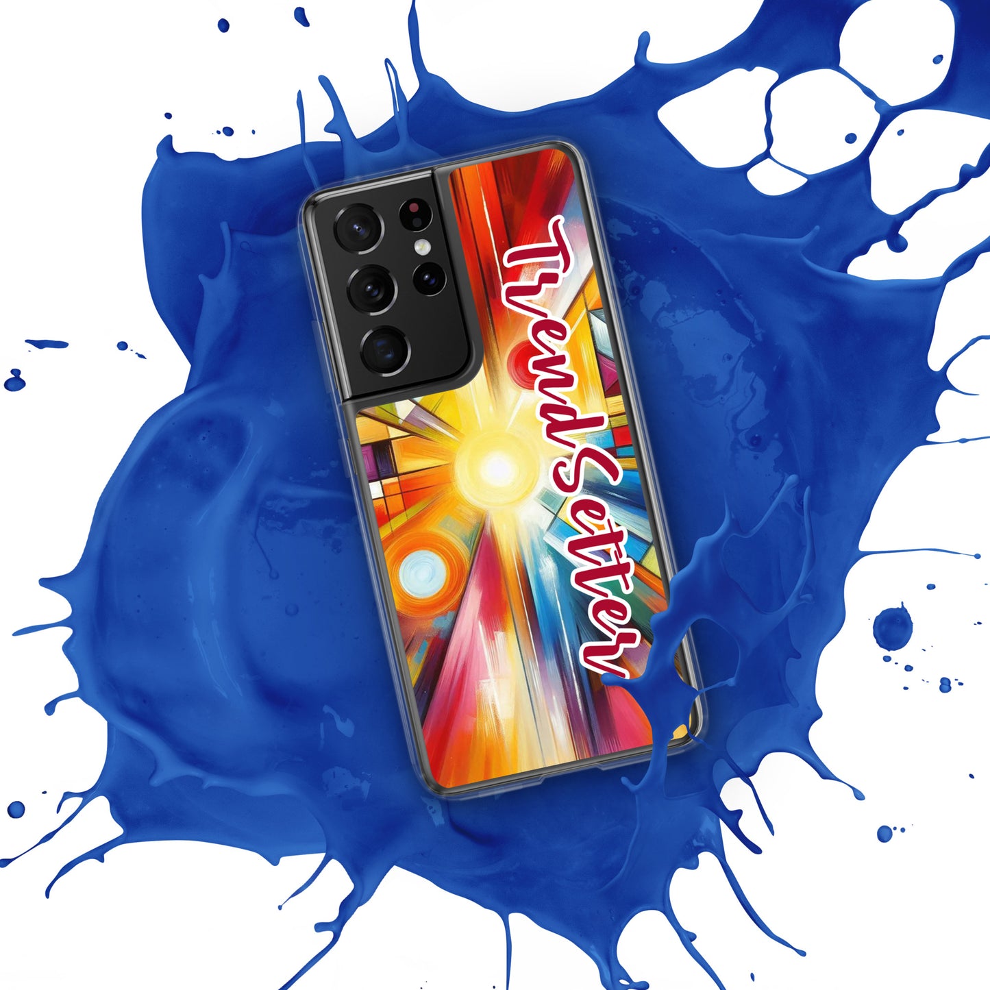 Front of TrendSetter Woke Samsung s21 ultra case with color burst print
