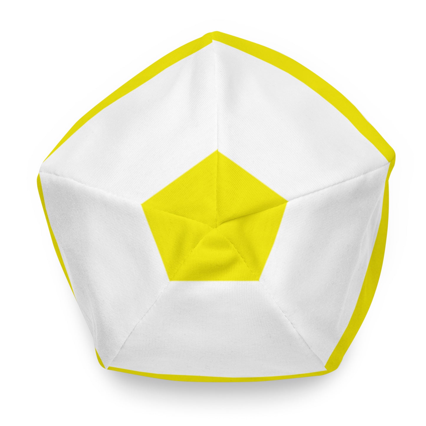 Top of white and yellow beanie