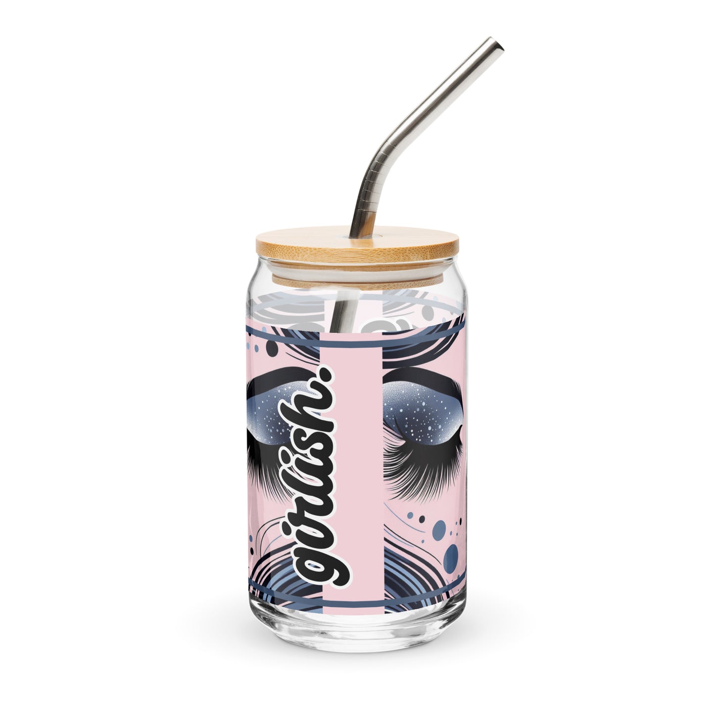 G is for Girlish Shadow Blue Can-Shaped Glass, 16 oz