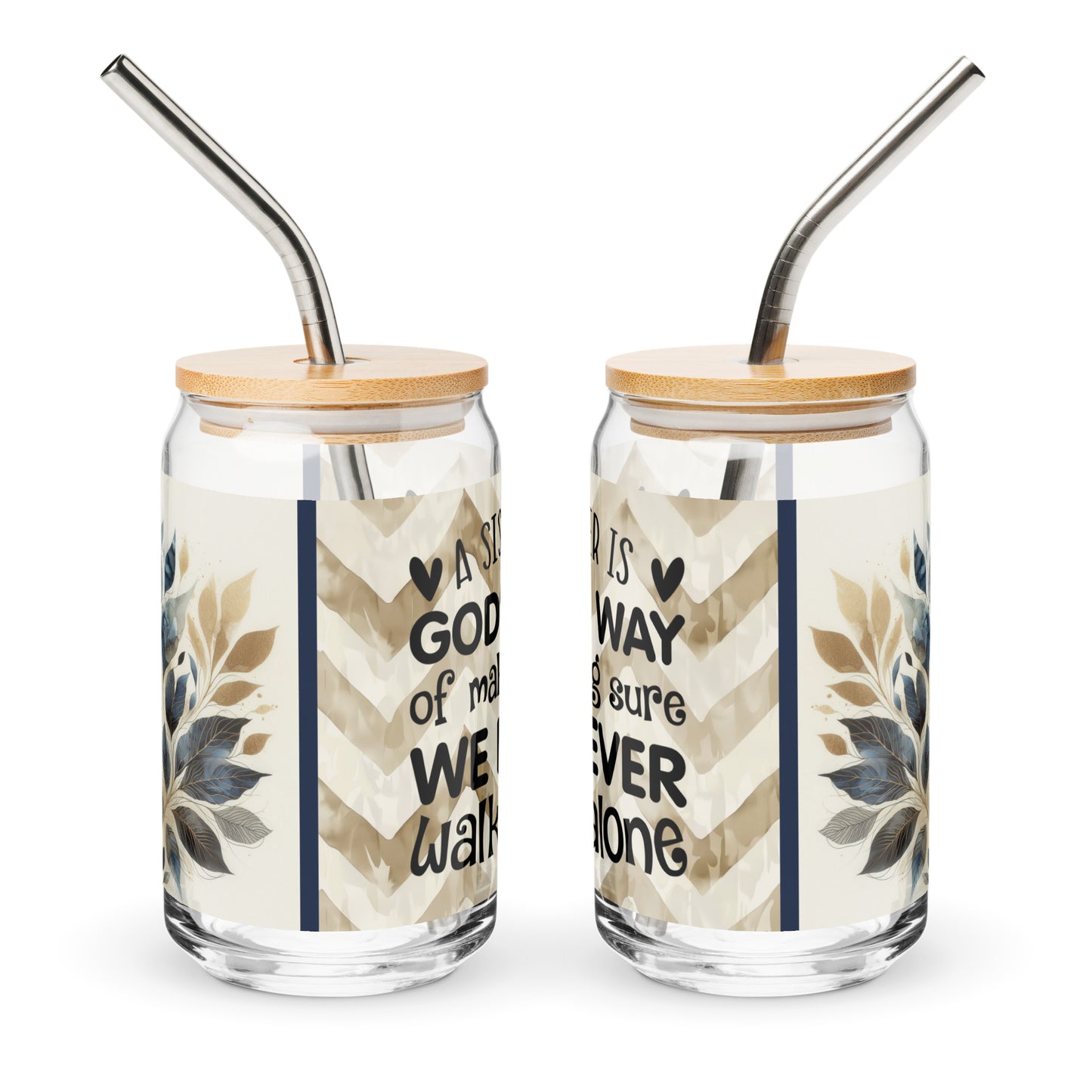 A Sister is Gods Way Can-Shaped Glass, 16 oz