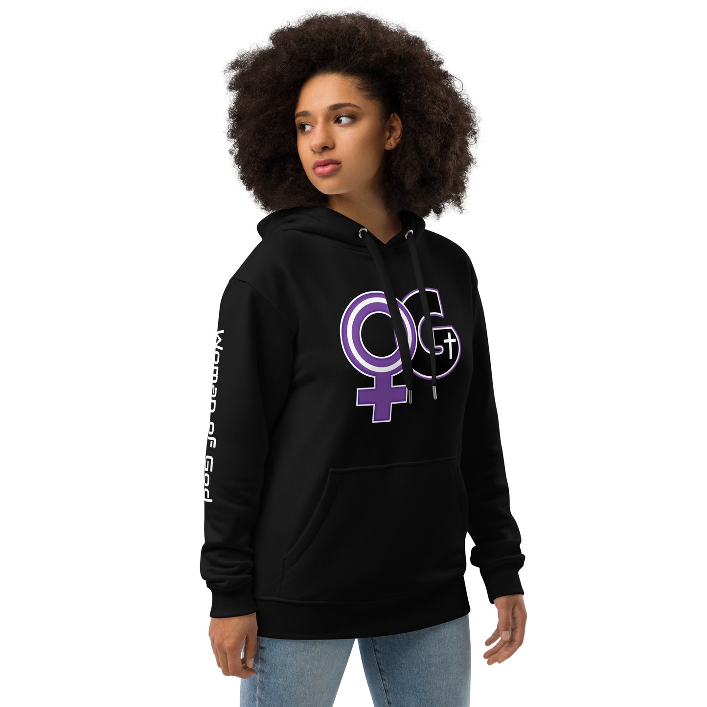 Lady of God Black Premium Eco Hoodie