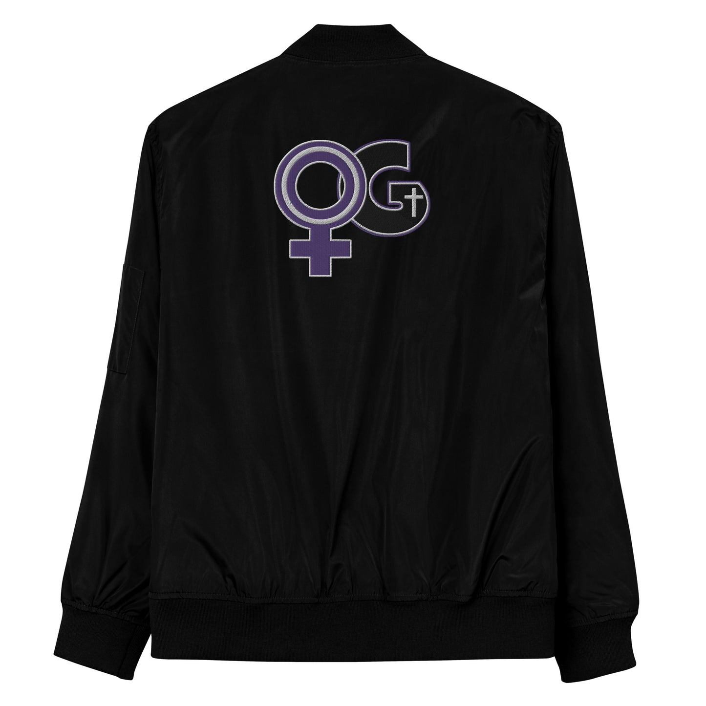 Lady of God Premium Bomber Jacket w/Back Logo