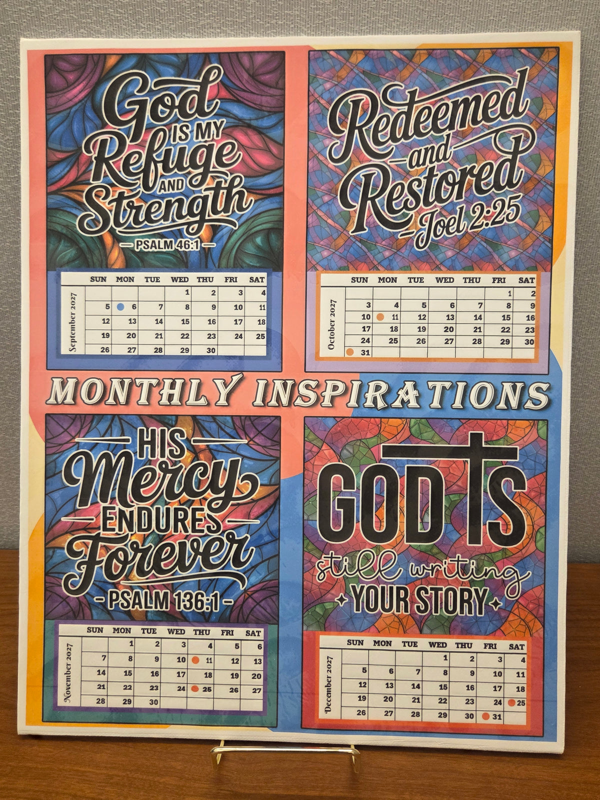 Year 2027 Calendar - Inspirations for Your Spirit (Set of 3 - 4-Month 11x14 Canvas Prints)