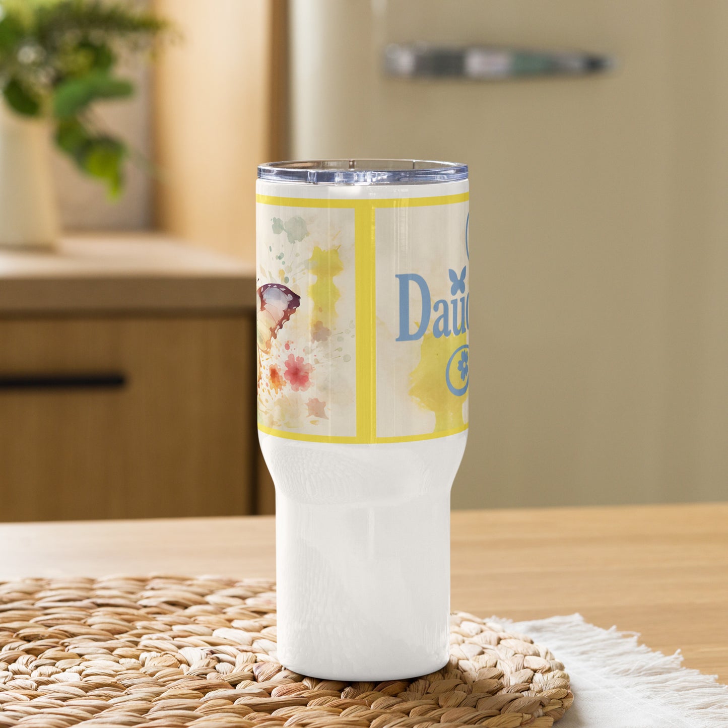 My Daughter Butterfly Travel Mug w/Handle, 25 oz