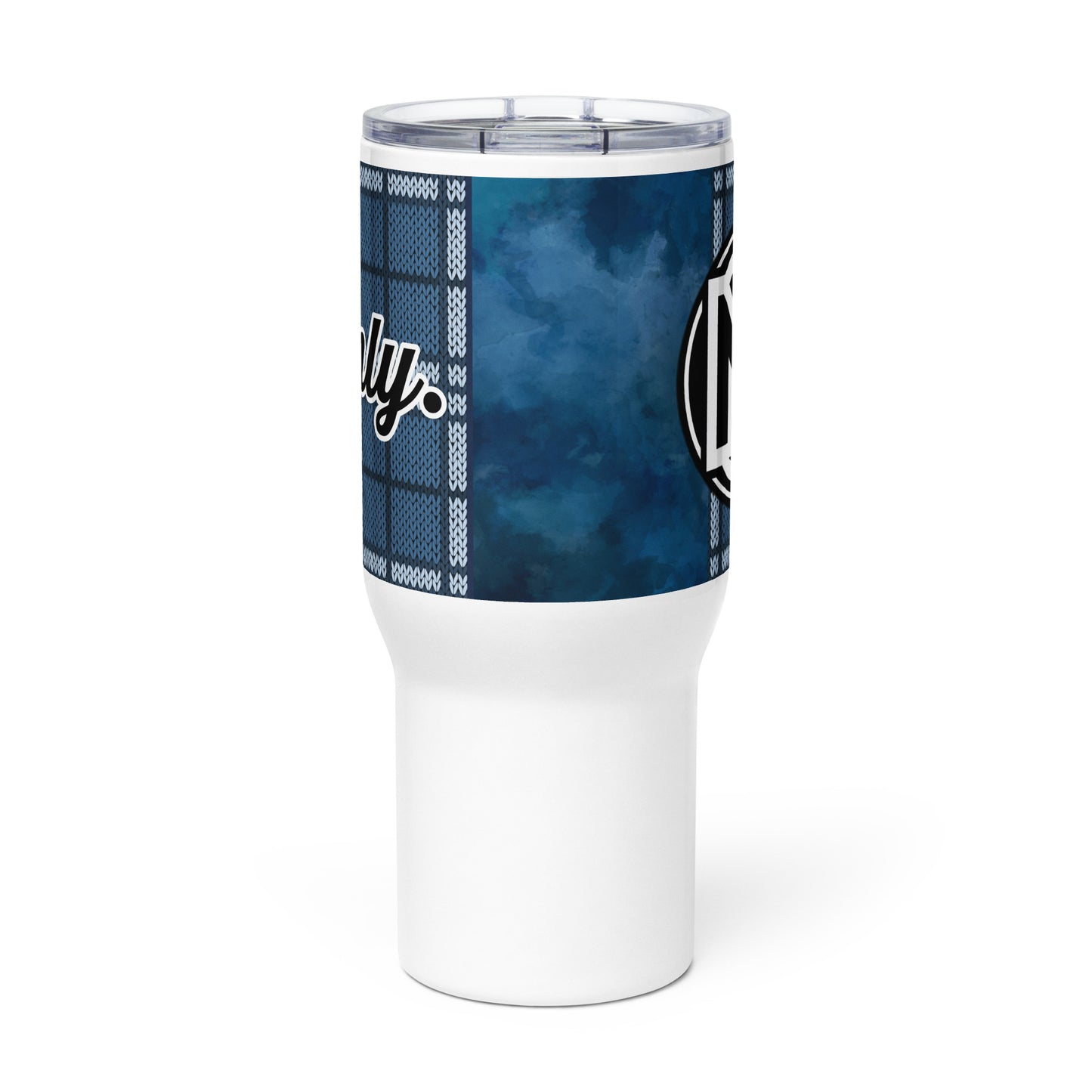 M is for Manly Blue Boxed Travel Mug w/Handle, 25 oz