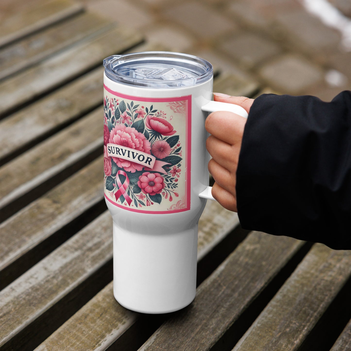 Survivor Travel Mug w/Handle, 25 oz