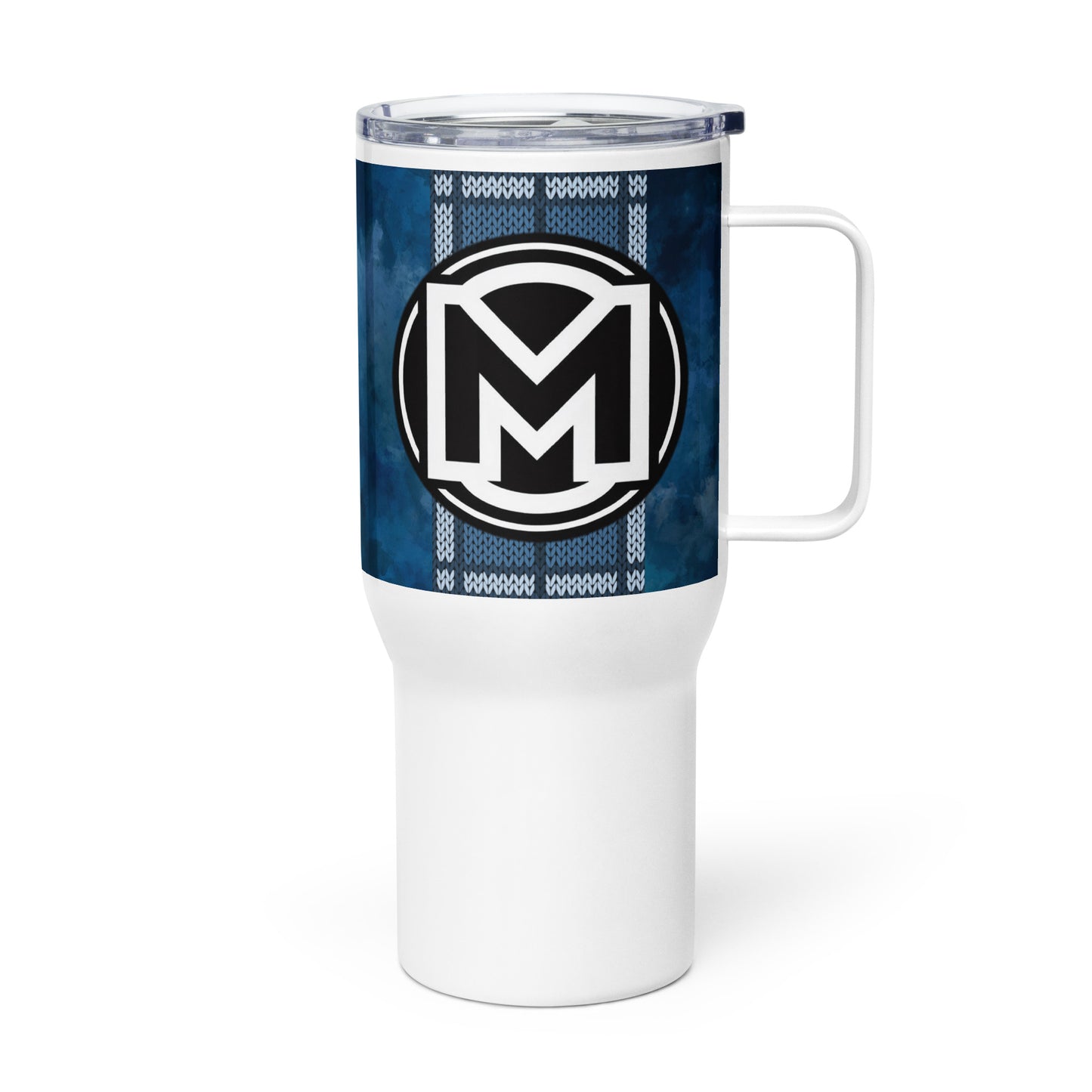 M is for Manly Blue Boxed Travel Mug w/Handle, 25 oz