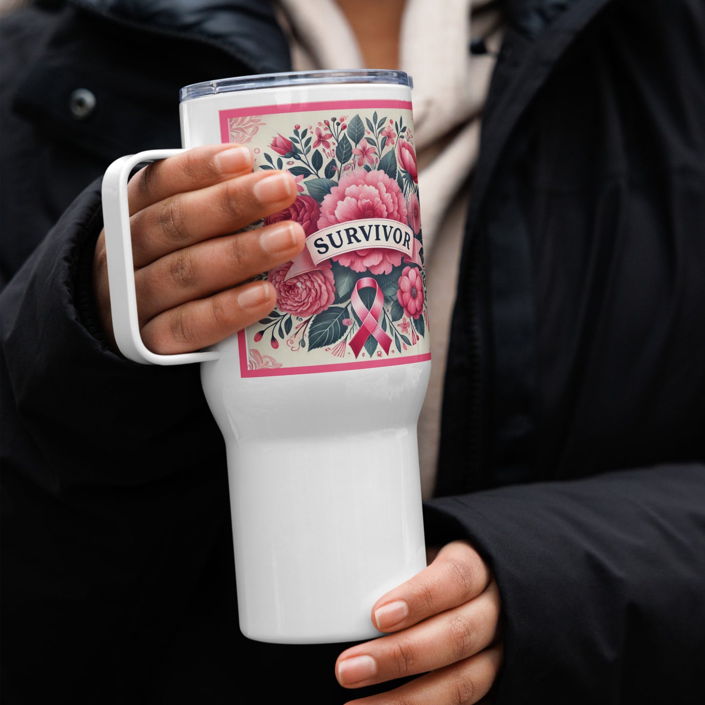 Survivor Travel Mug w/Handle, 25 oz