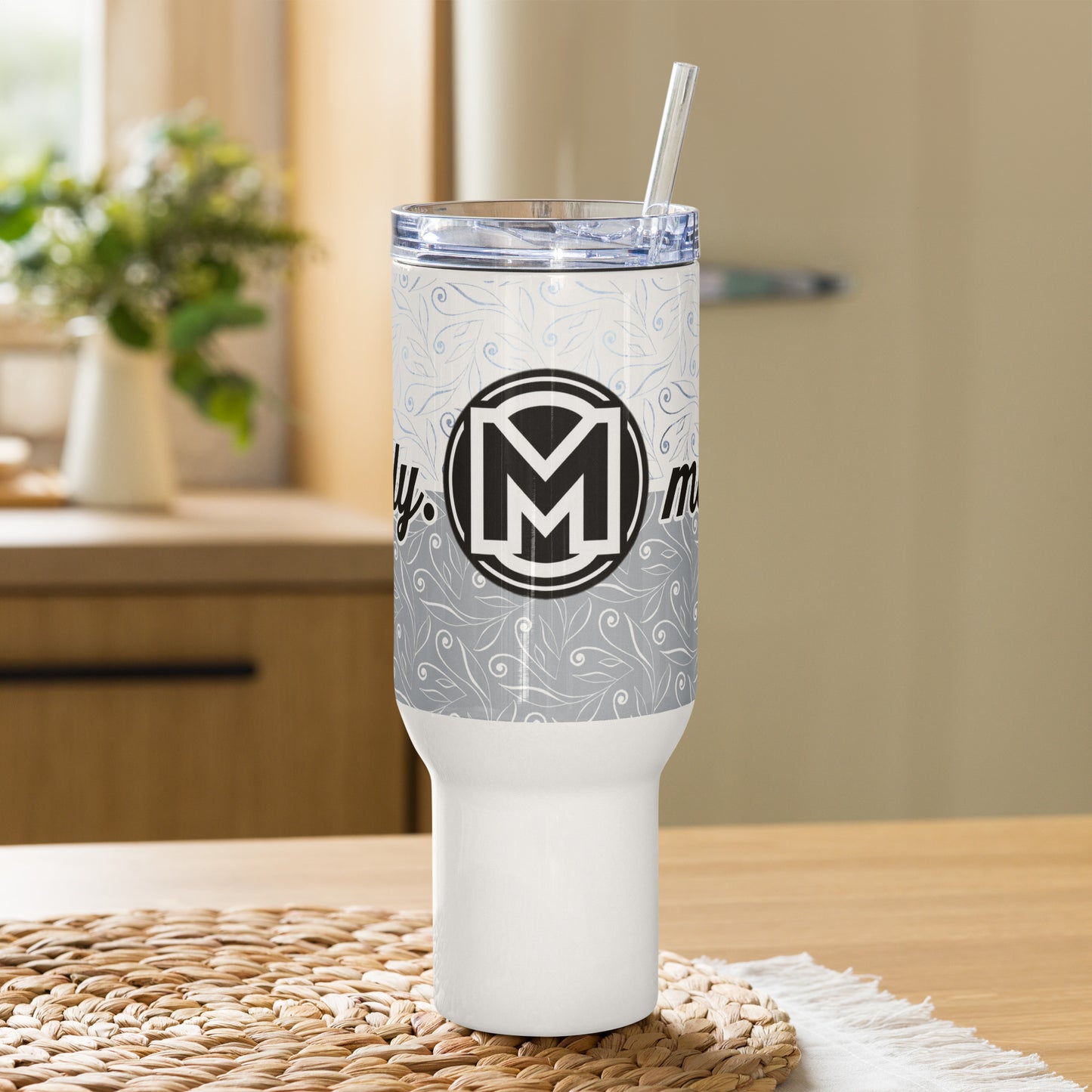 M is for Manly Swirl Travel Mug With/Handle, 40 oz