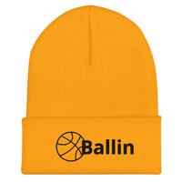 Basketballin Cuffed Embroidered Acrylic Beanie - Black Accented