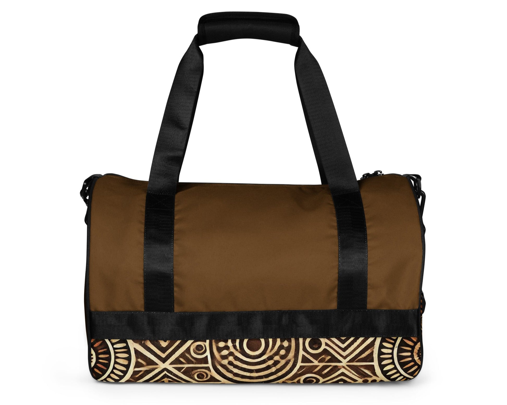 Back of brown eye print gym bag