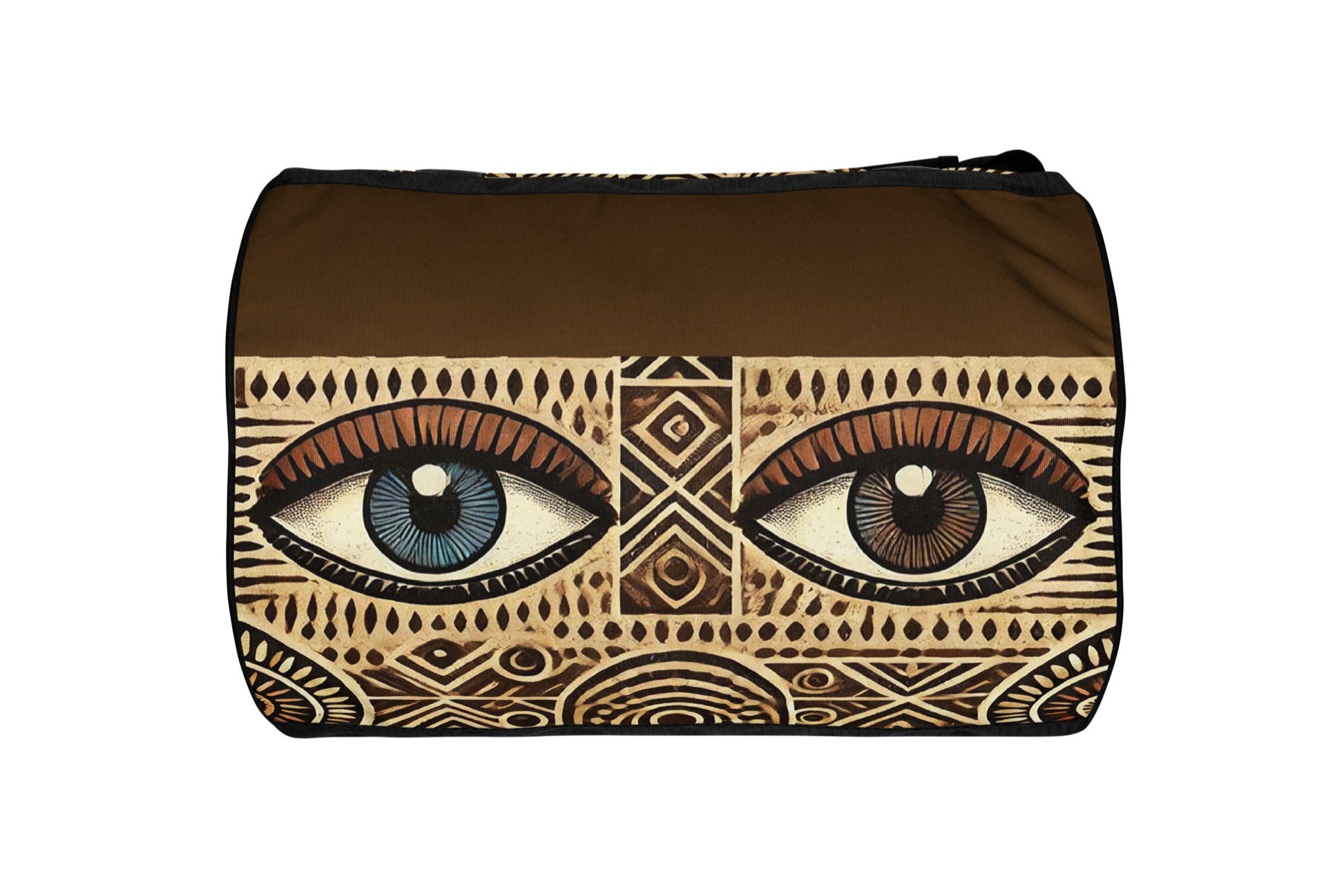 Bottom of brown eye print gym bag