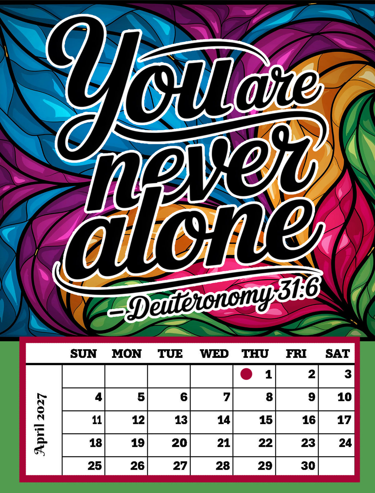 Year 2027 Calendar - Inspirations for Your Spirit (Set of 12, 1-Month 5x7 Canvas Prints)