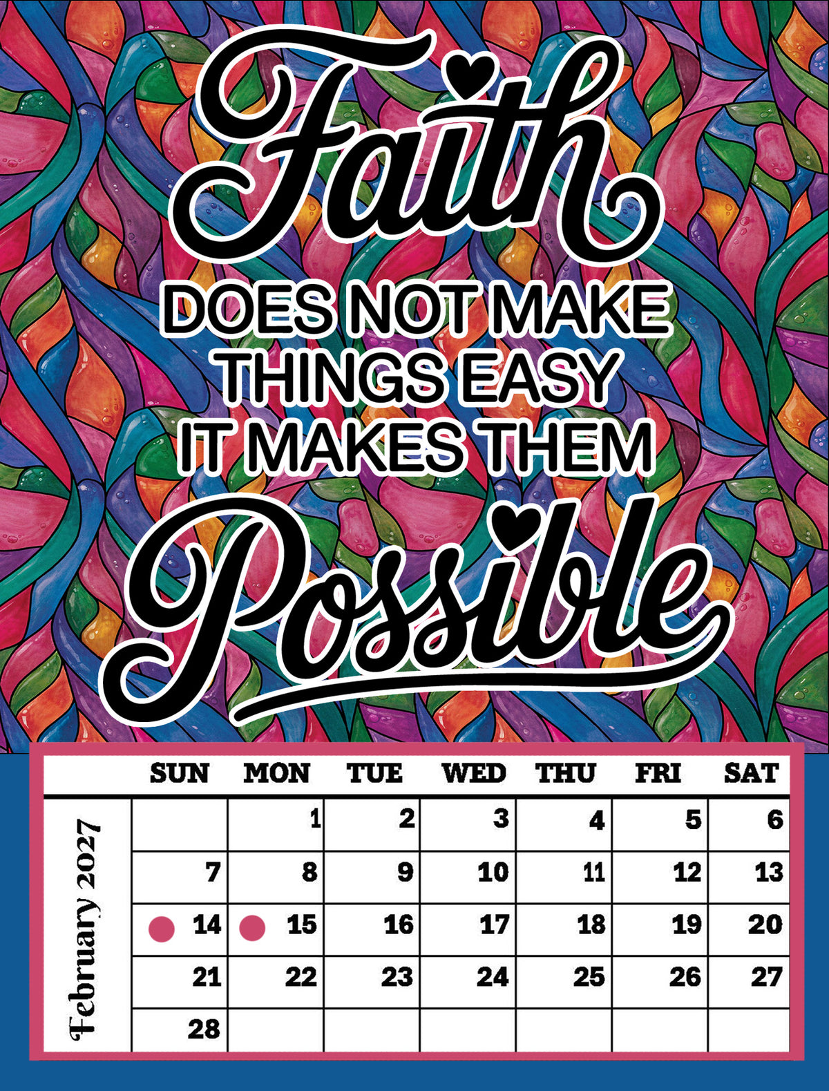 Year 2027 Calendar - Inspirations for Your Spirit (Set of 12, 1-Month 5x7 Canvas Prints)