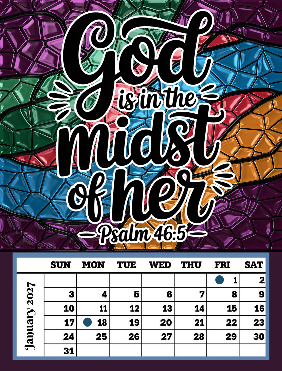 Year 2027 Calendar - Inspirations for Your Spirit (Set of 12, 1-Month 5x7 Canvas Prints)