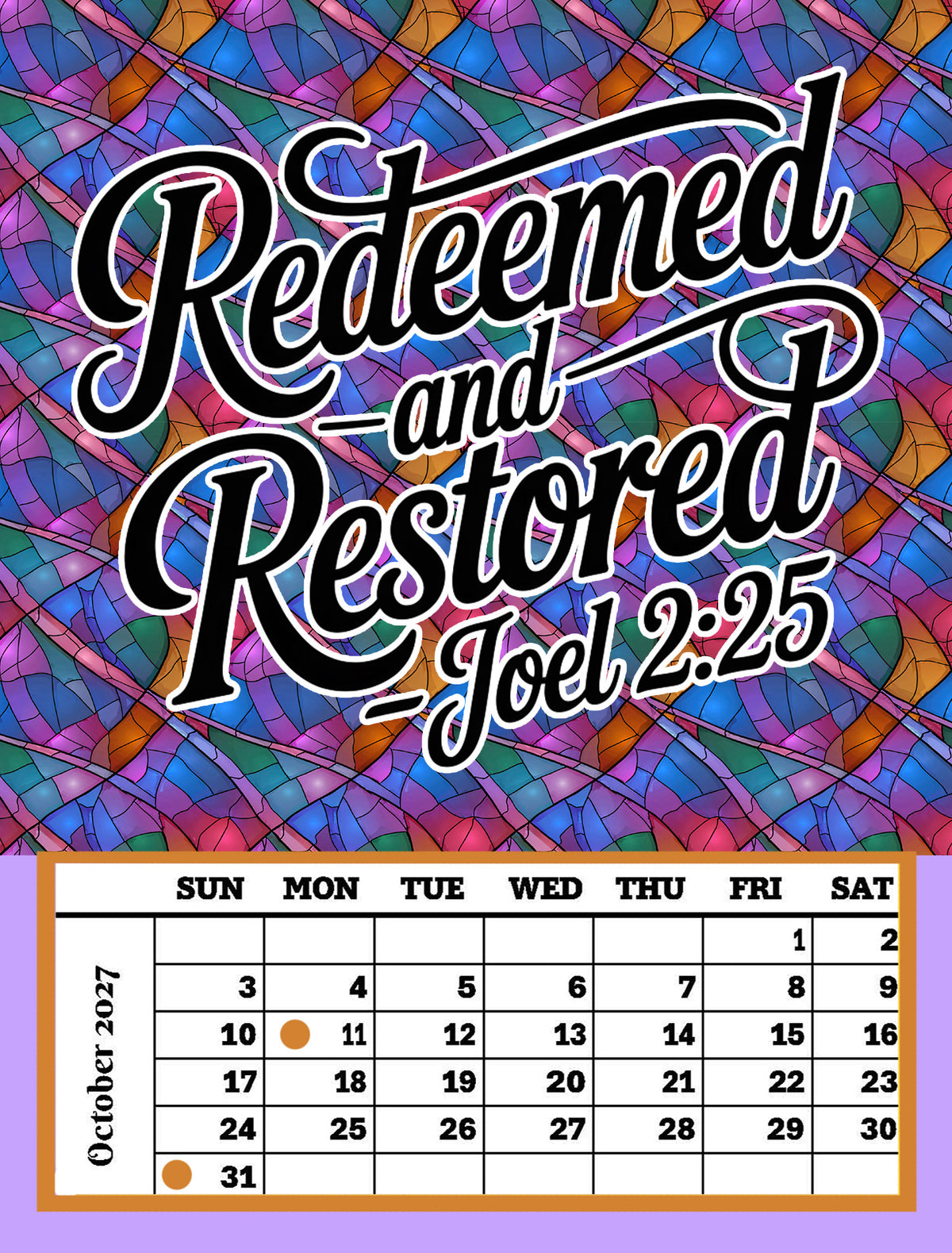 Year 2027 Calendar - Inspirations for Your Spirit (Set of 12, 1-Month 5x7 Canvas Prints)