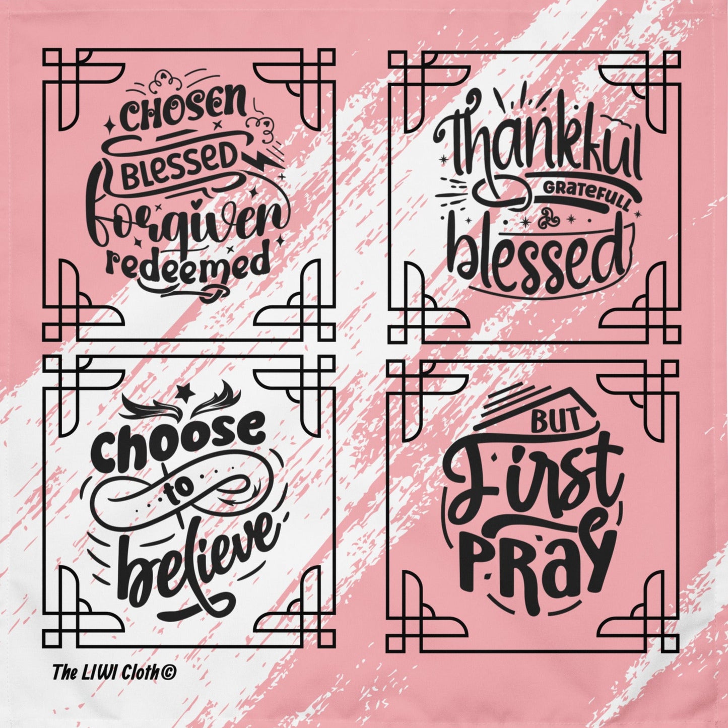 Front of pink and white LIWI with four praises.