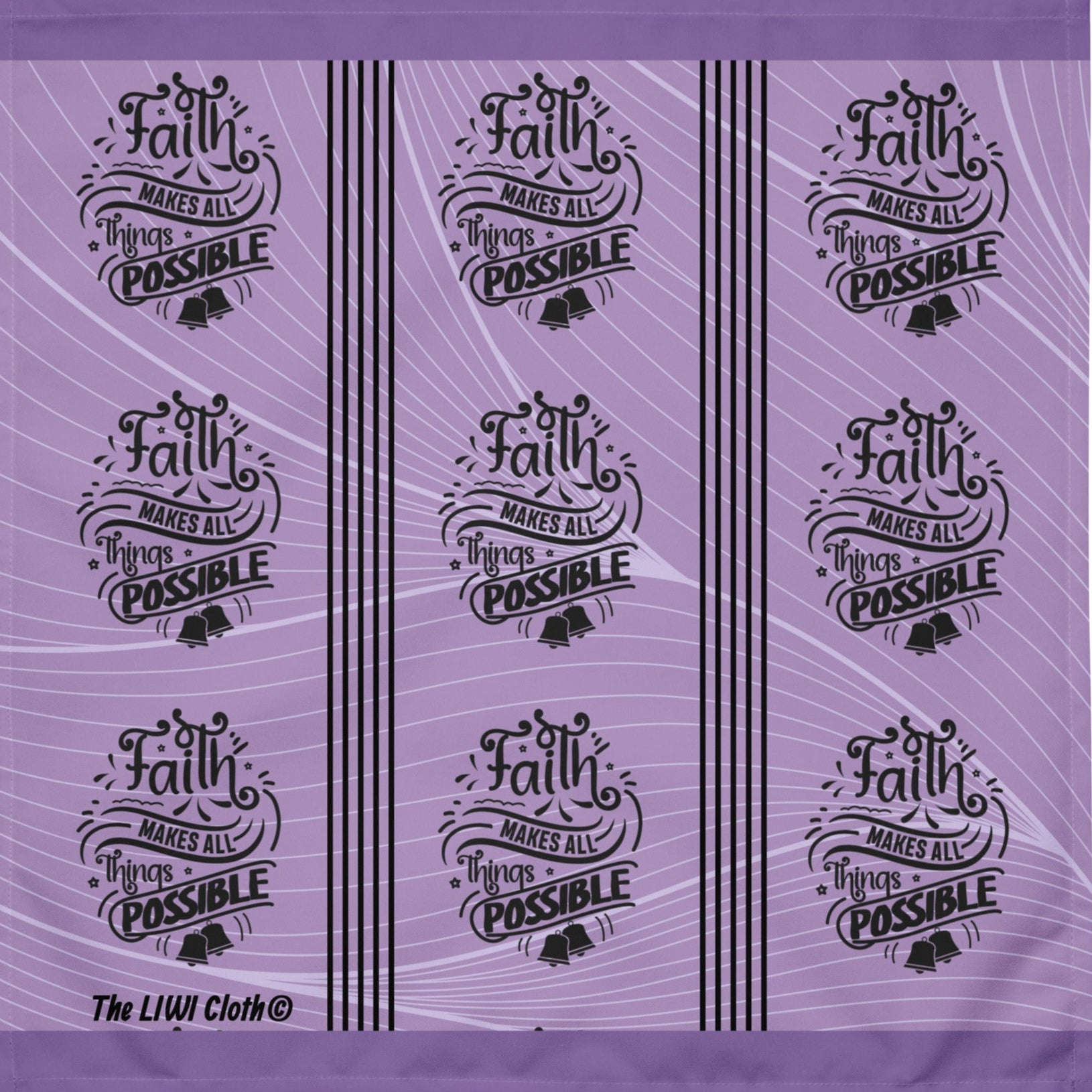 Front of purple LIWI with faith is possible messages