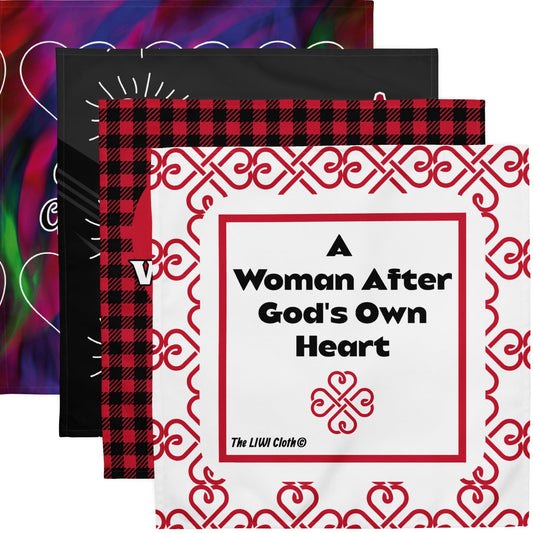 Front of four variety LIWIs with text 'a woman after God's own heart'