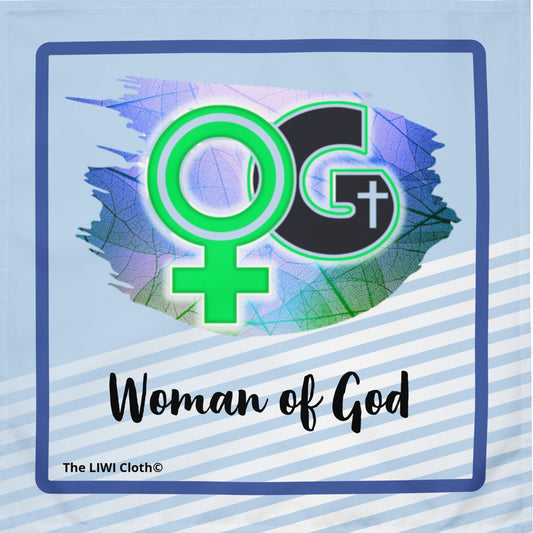 Front of 'Woman of God' icon LIWI with light blue stripped 