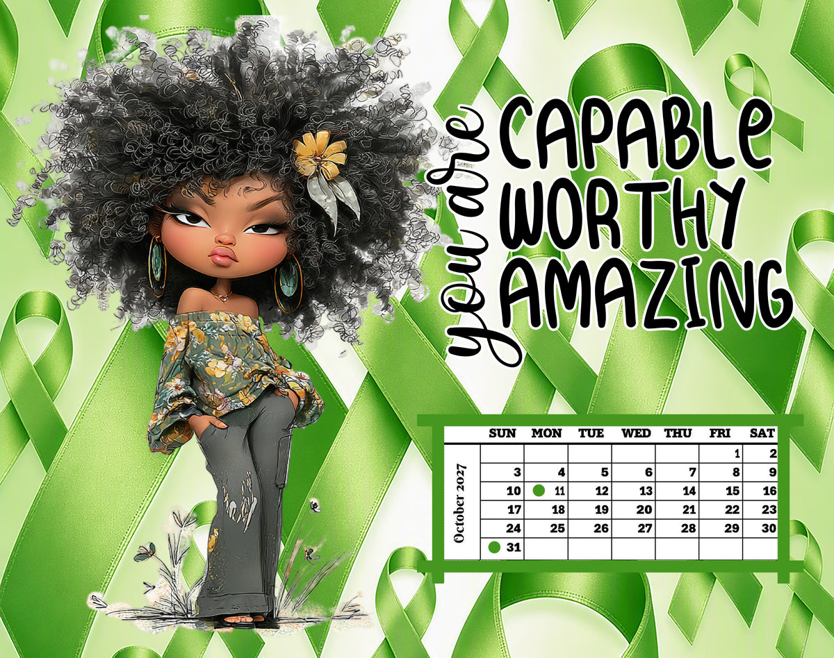 Mental Health Support Calendar 2027 (Set of 12, 8x10 Canvas Prints)