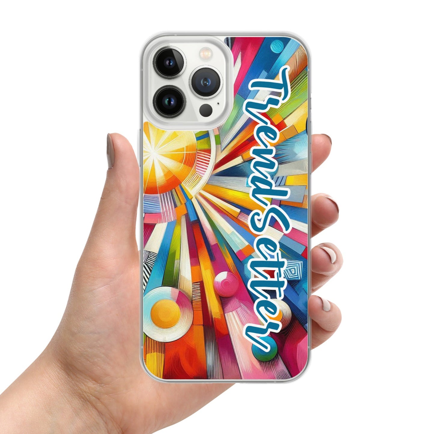 Front of iPhone 13 pro max case with vibrant color burst