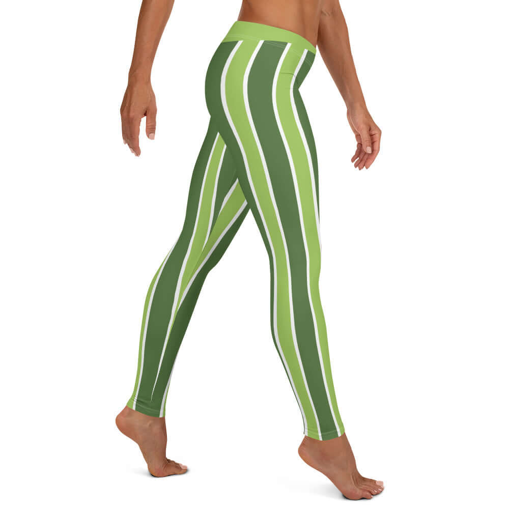 Right of green and white lined leggings 