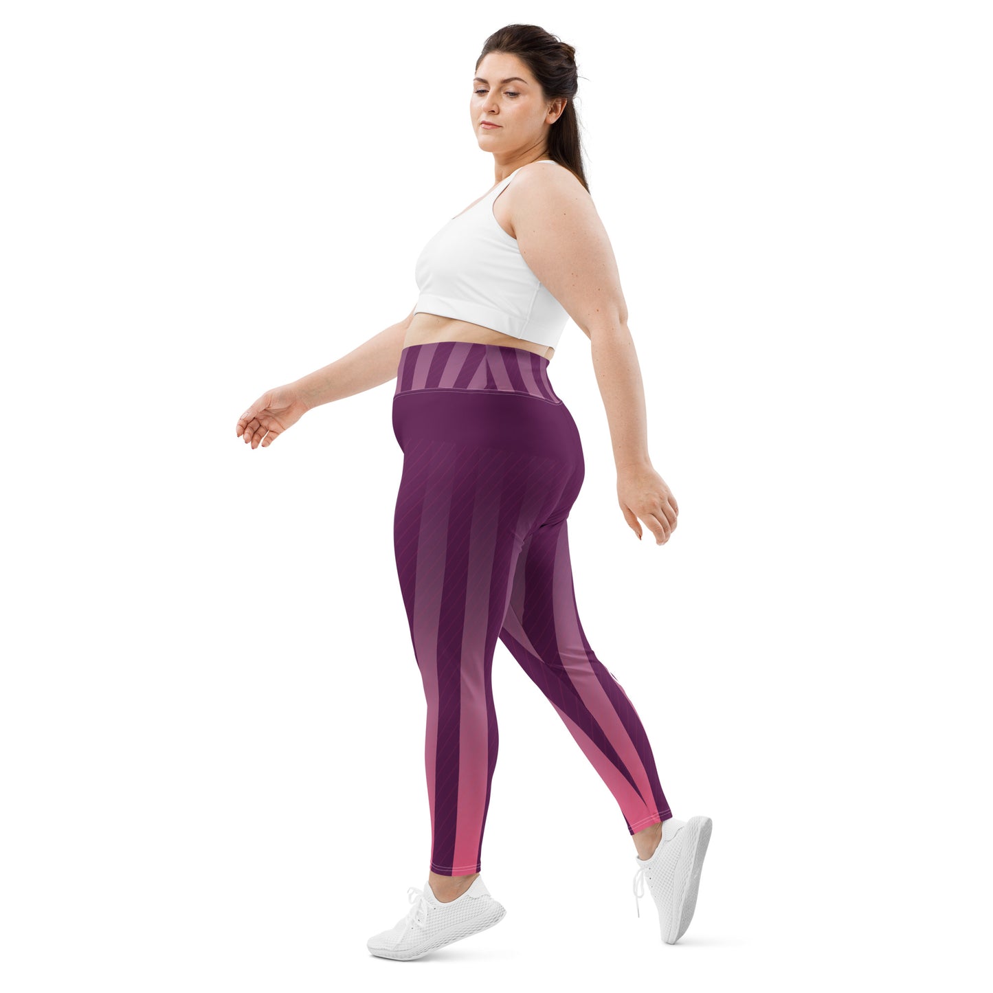 Left of purple and white lined TrendSetter leggings