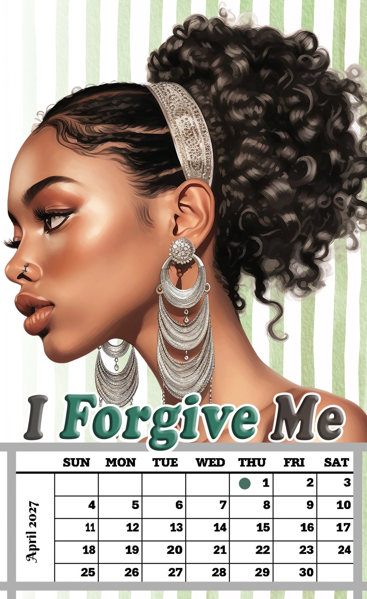 Year 2027 Calendar - Unapologetically Me (Set of 12 1-Month 5x7 Canvas Prints)