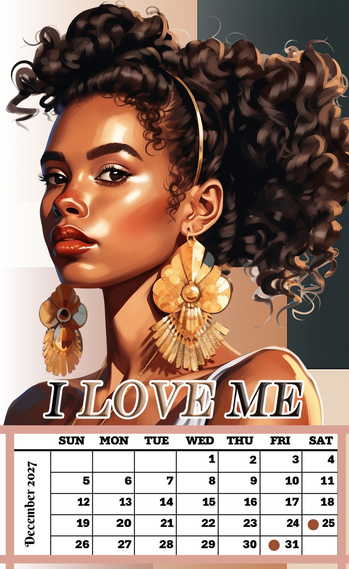 Year 2027 Calendar - Unapologetically Me (Set of 12 1-Month 5x7 Canvas Prints)