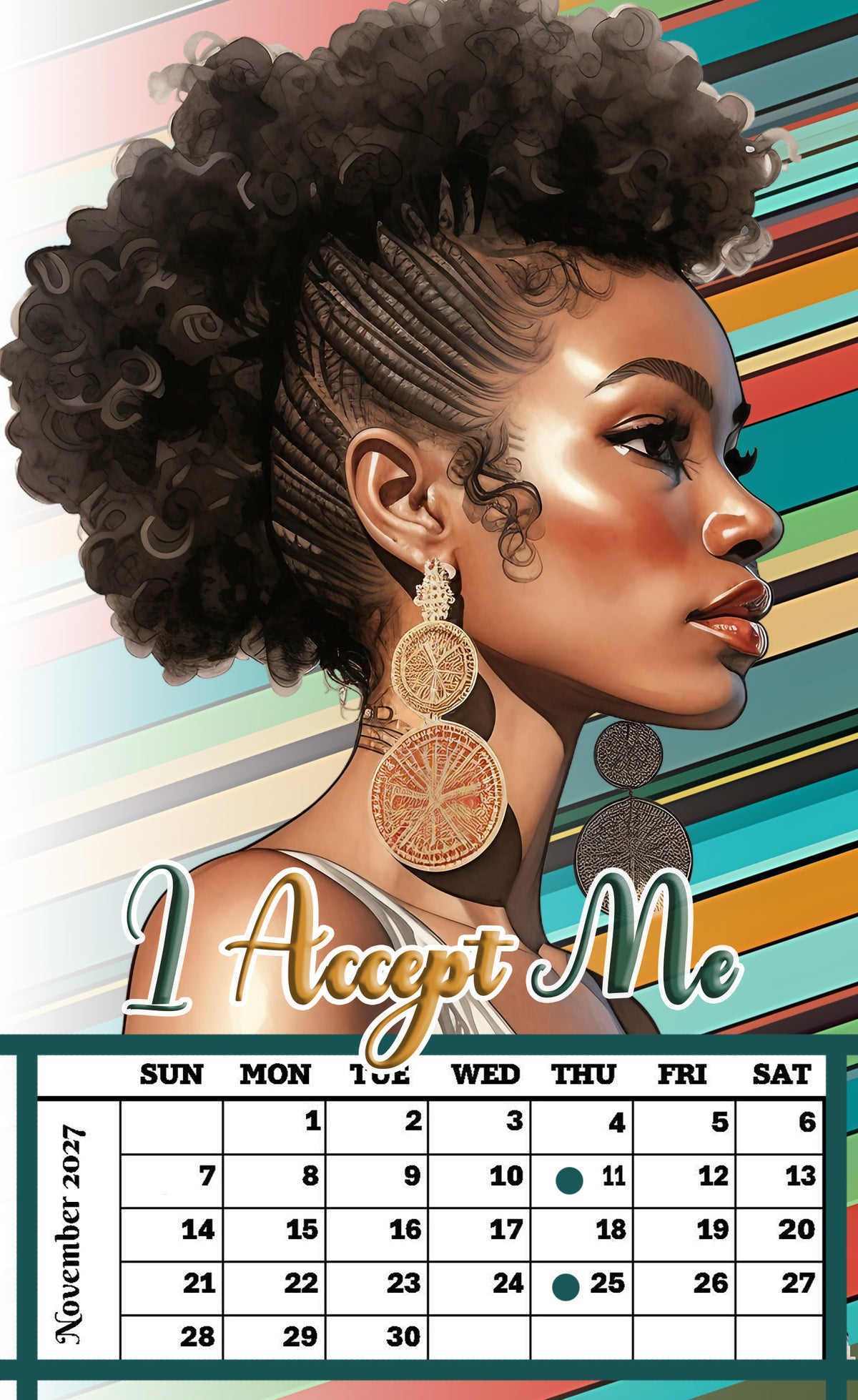 Year 2027 Calendar - Unapologetically Me (Set of 12 1-Month 5x7 Canvas Prints)