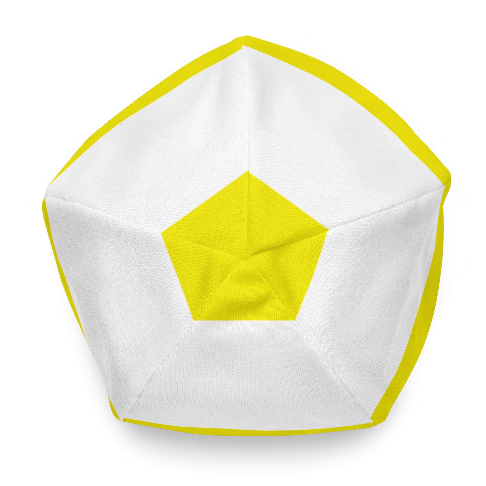 Top of white and yellow beanie