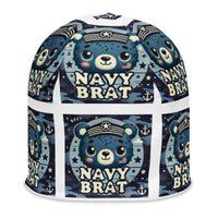 Youth: Navy Brat Print Poly-Blend Beanie