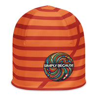 Youth: Simply Because Orange Print Poly-Blend Beanie