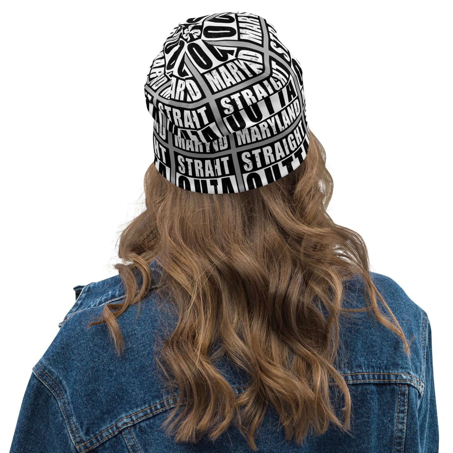 Straight Outta Maryland Print Unisex Beanie - Grey