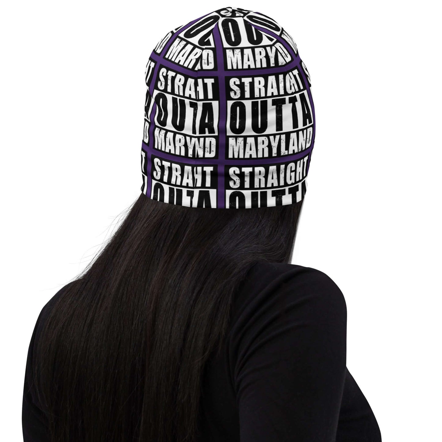 Straight Outta Maryland Print Unisex Beanie - Purple