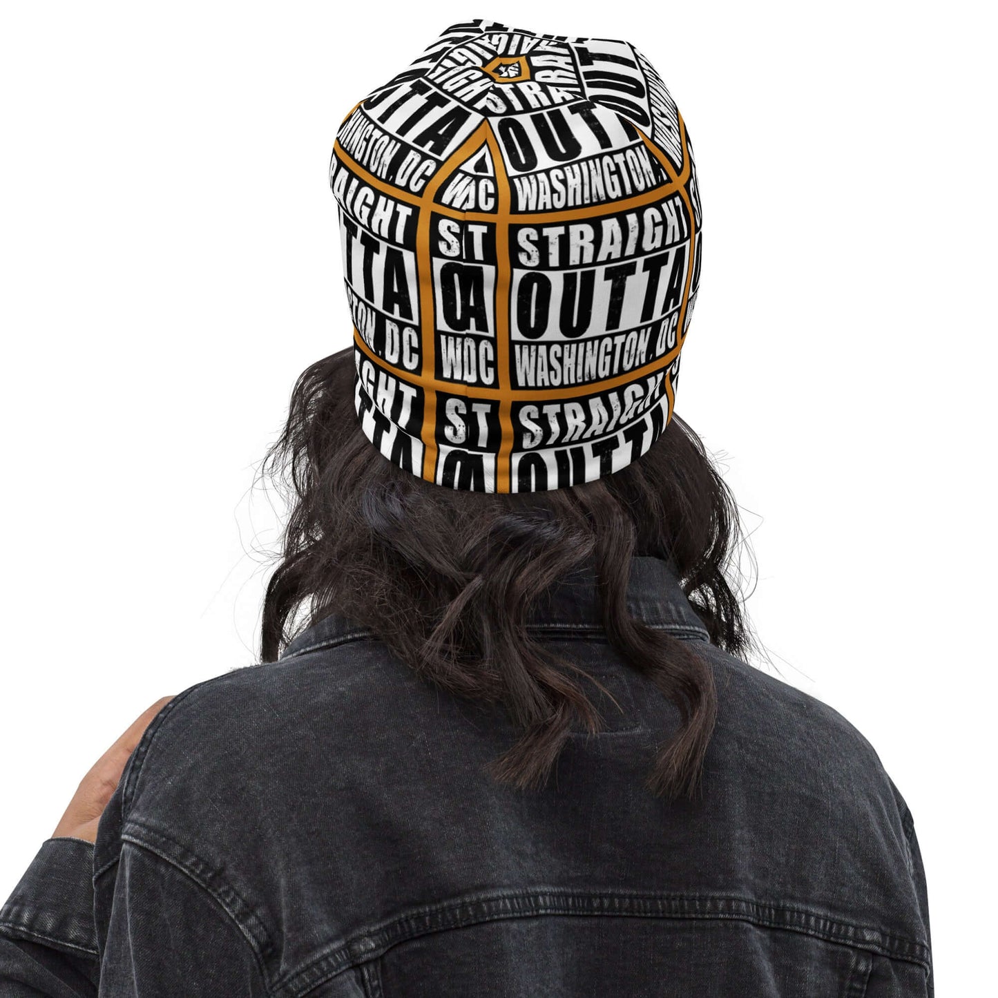 Straight Outta Wash. DC Print Unisex Beanie - Gold