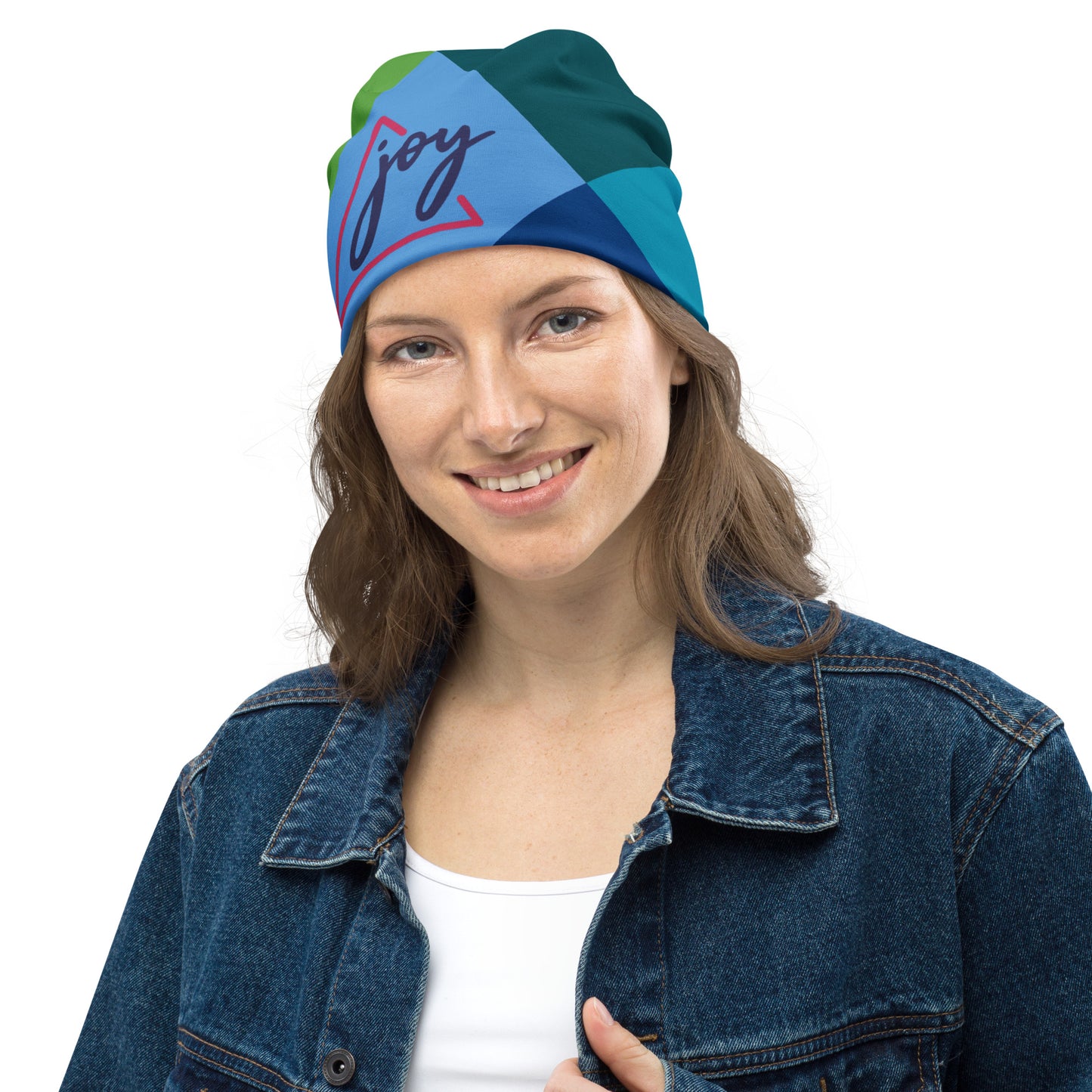 Pure Joy Unisex Poly-Blend Beanie - Blue Multi