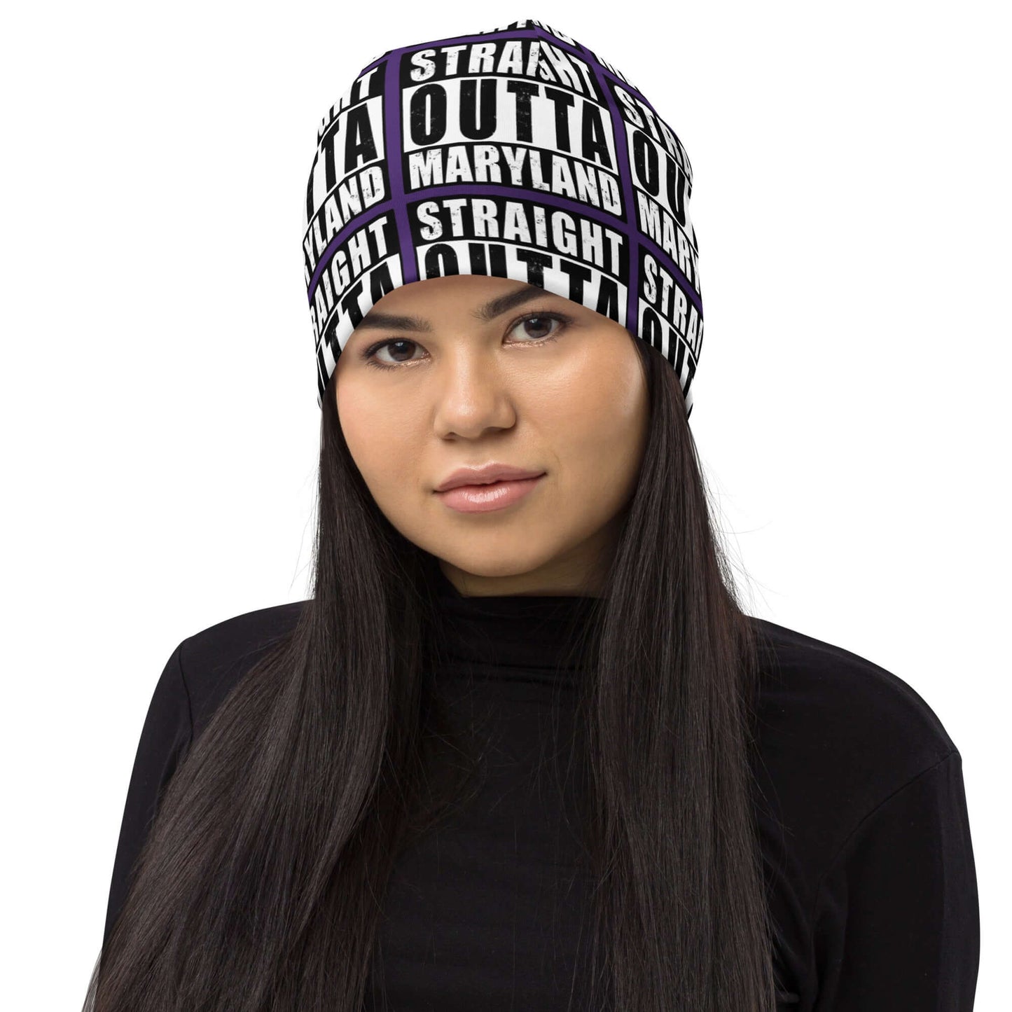 Straight Outta Maryland Print Unisex Beanie - Purple