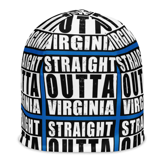 Straight Outta Virginia Print Unisex Beanie - Blue