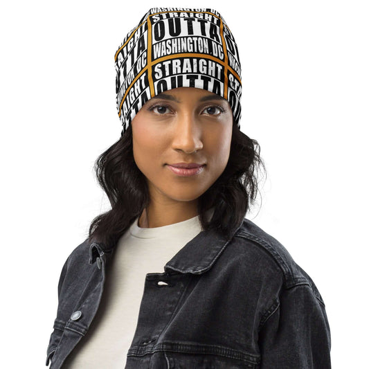 Straight Outta Wash. DC Print Unisex Beanie - Gold