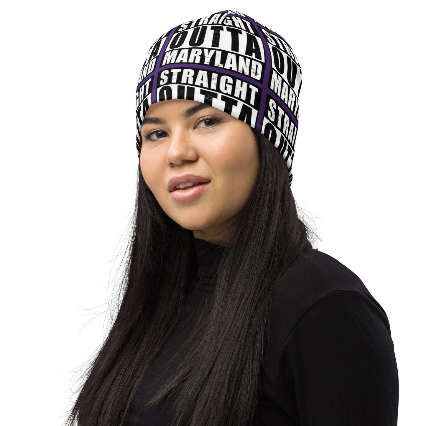 Straight Outta Maryland Print Unisex Beanie - Purple